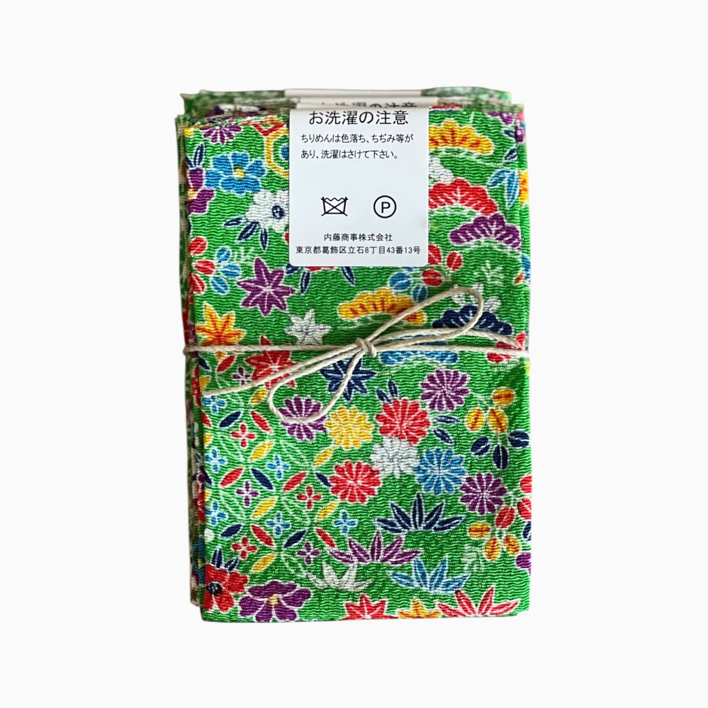 Japanese Crepe Fabrics - Kyoto Yuzen pattern in Green