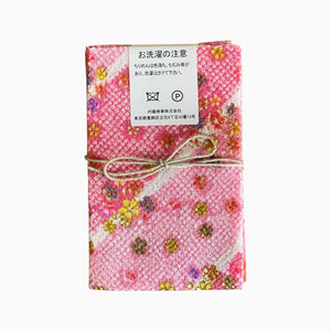 Gold / Silver Printed Japanese Crepe Fabrics - Yuzen pattern in Pink