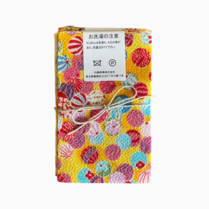 Gold / Silver Printed Japanese Crepe Fabrics - Yuzen pattern in Yellow
