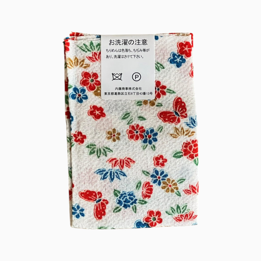 Japanese Crepe Fabrics - Kyoto Yuzen pattern in White