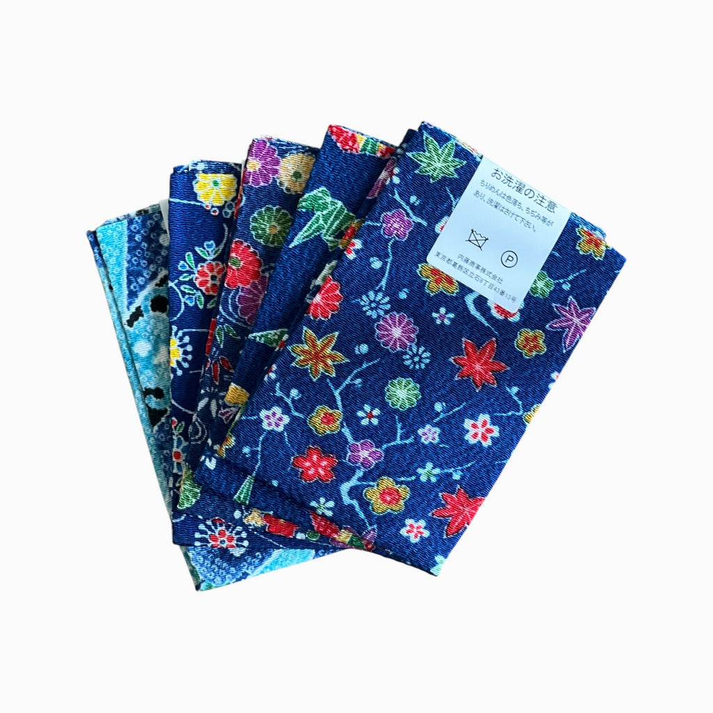 Japanese Crepe Fabrics - Kyoto Yuzen pattern in Blue