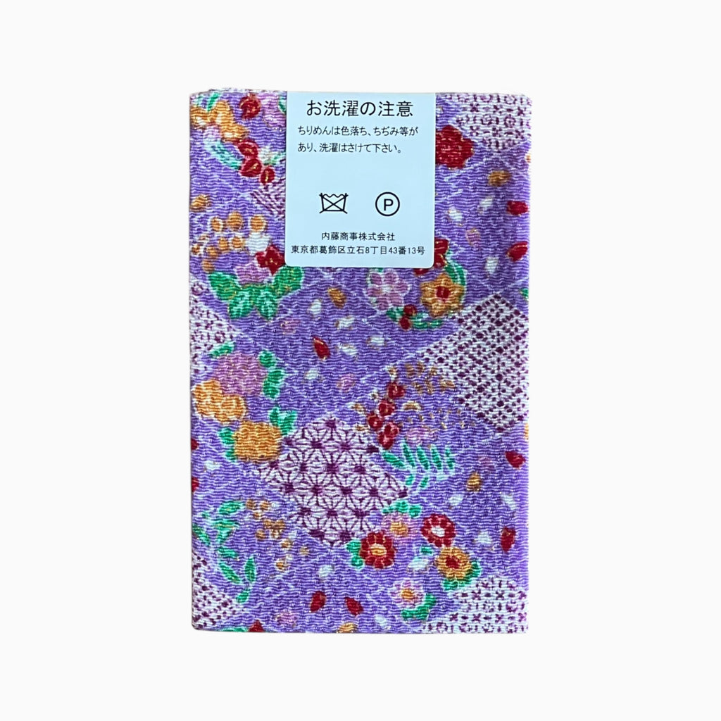 Gold / Silver Printed Japanese Crepe Fabrics - Yuzen pattern in Purple