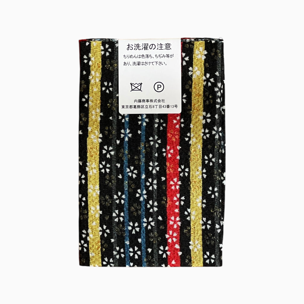 Gold / Silver Printed Japanese Crepe Fabrics - Yuzen pattern in Black