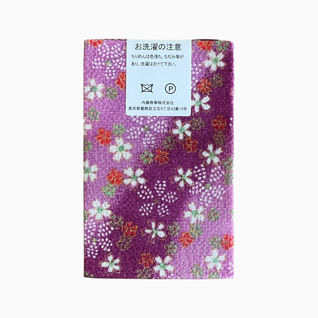 Gold / Silver Printed Japanese Crepe Fabrics - Yuzen pattern in Purple