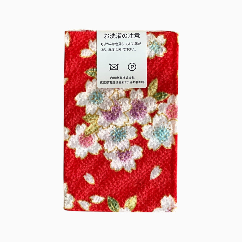 Gold / Silver Printed Japanese Crepe Fabrics - Yuzen pattern in Red