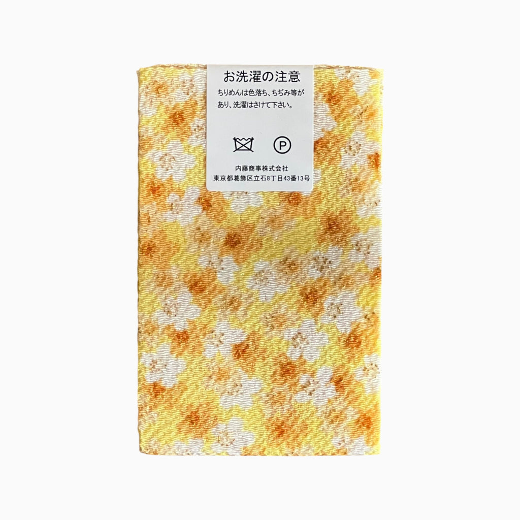 Gold / Silver Printed Japanese Crepe Fabrics - Yuzen pattern in Yellow