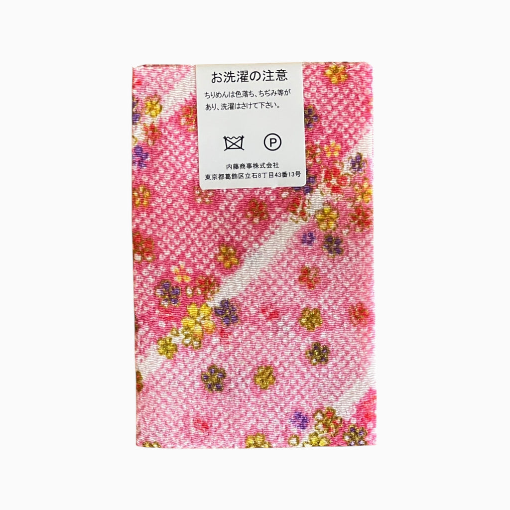 Gold / Silver Printed Japanese Crepe Fabrics - Yuzen pattern in Pink