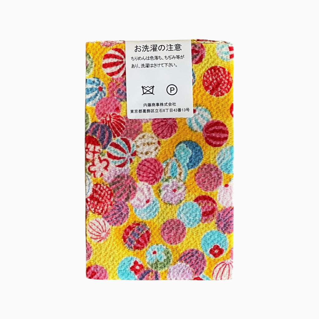 Gold / Silver Printed Japanese Crepe Fabrics - Yuzen pattern in Yellow