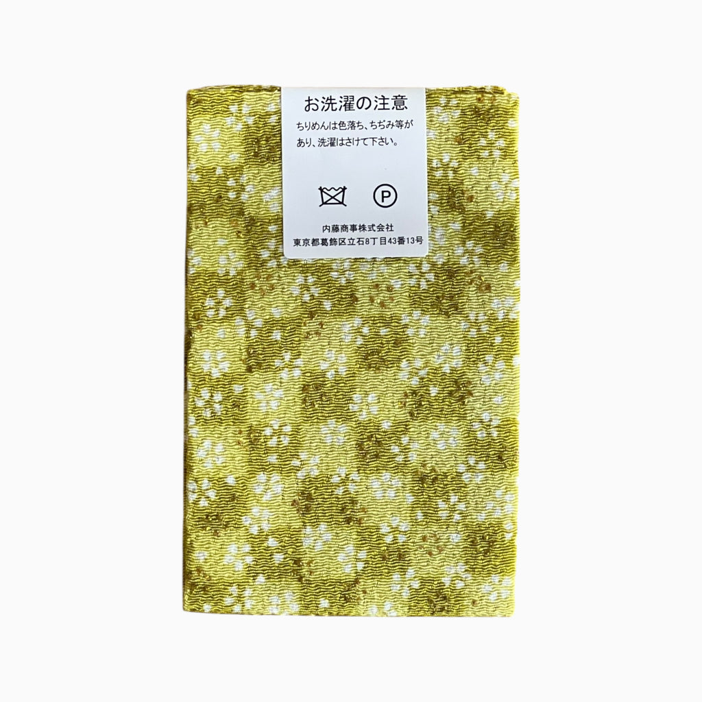 Gold / Silver Printed Japanese Crepe Fabrics - Yuzen pattern in Green
